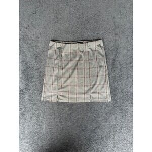 Hesperus Brown Glen Plaid Mini Skirt High Waisted Front Slits MHS6634-BRN2 L